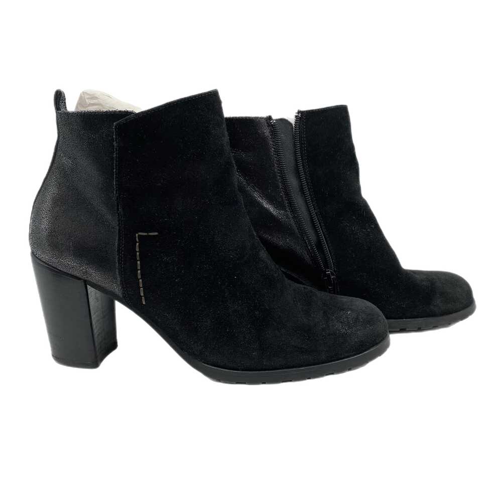Paul Green Black Suede High Block Heel Ankle Booties | Size 6.5